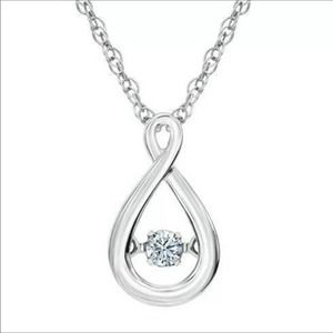 Round cut pendant necklace 925 silver, infinity pendant